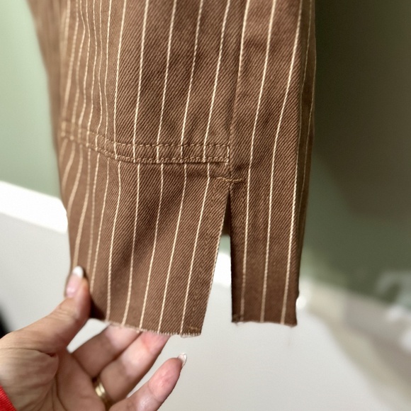 WeWoreWhat Slit Overall Short - Brown Pinstripe - Size XS - Picture 6 of 8